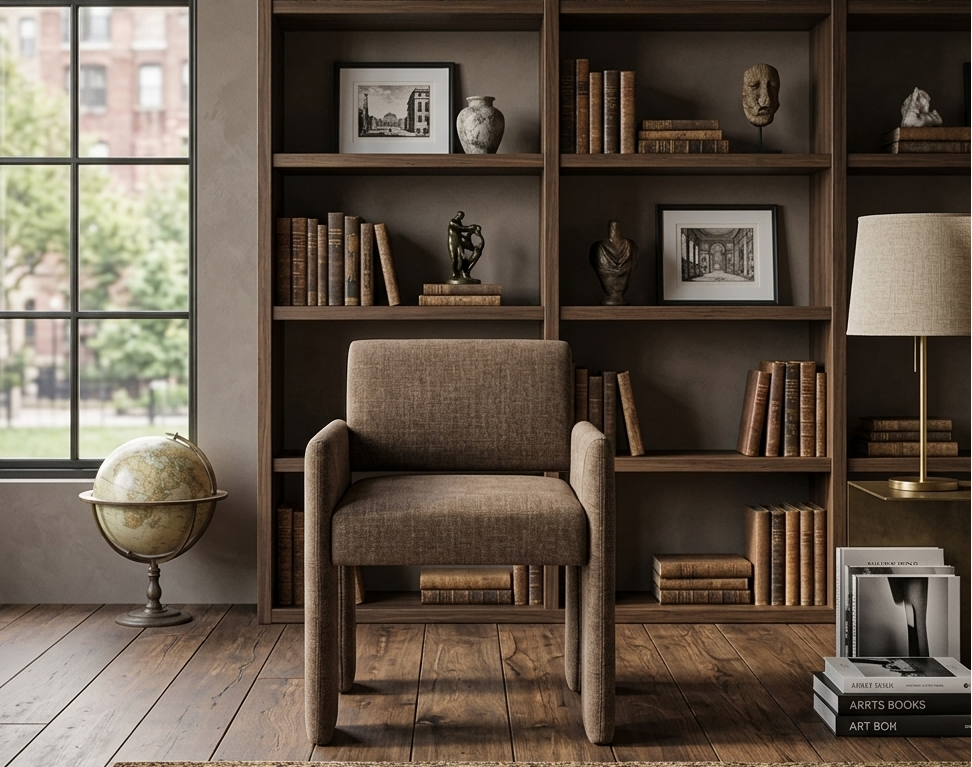 Flik Upholstered Dining Armchair - Mocha Denmark Home