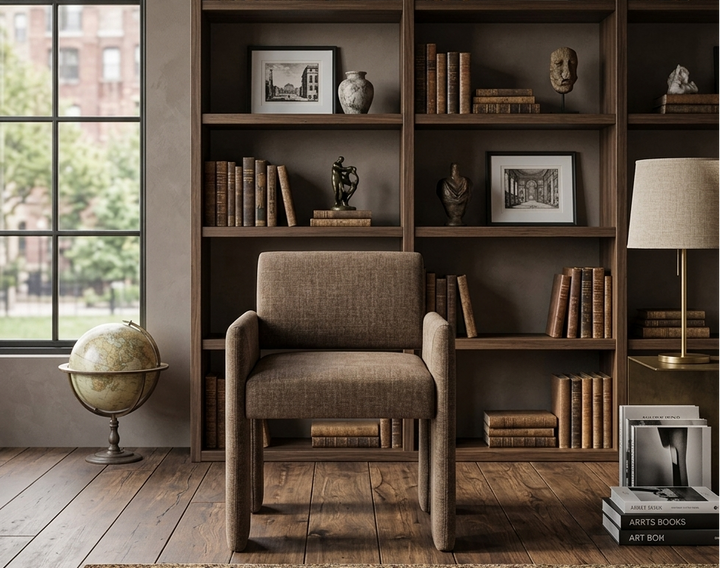 Flik Upholstered Dining Armchair - Mocha Denmark Home