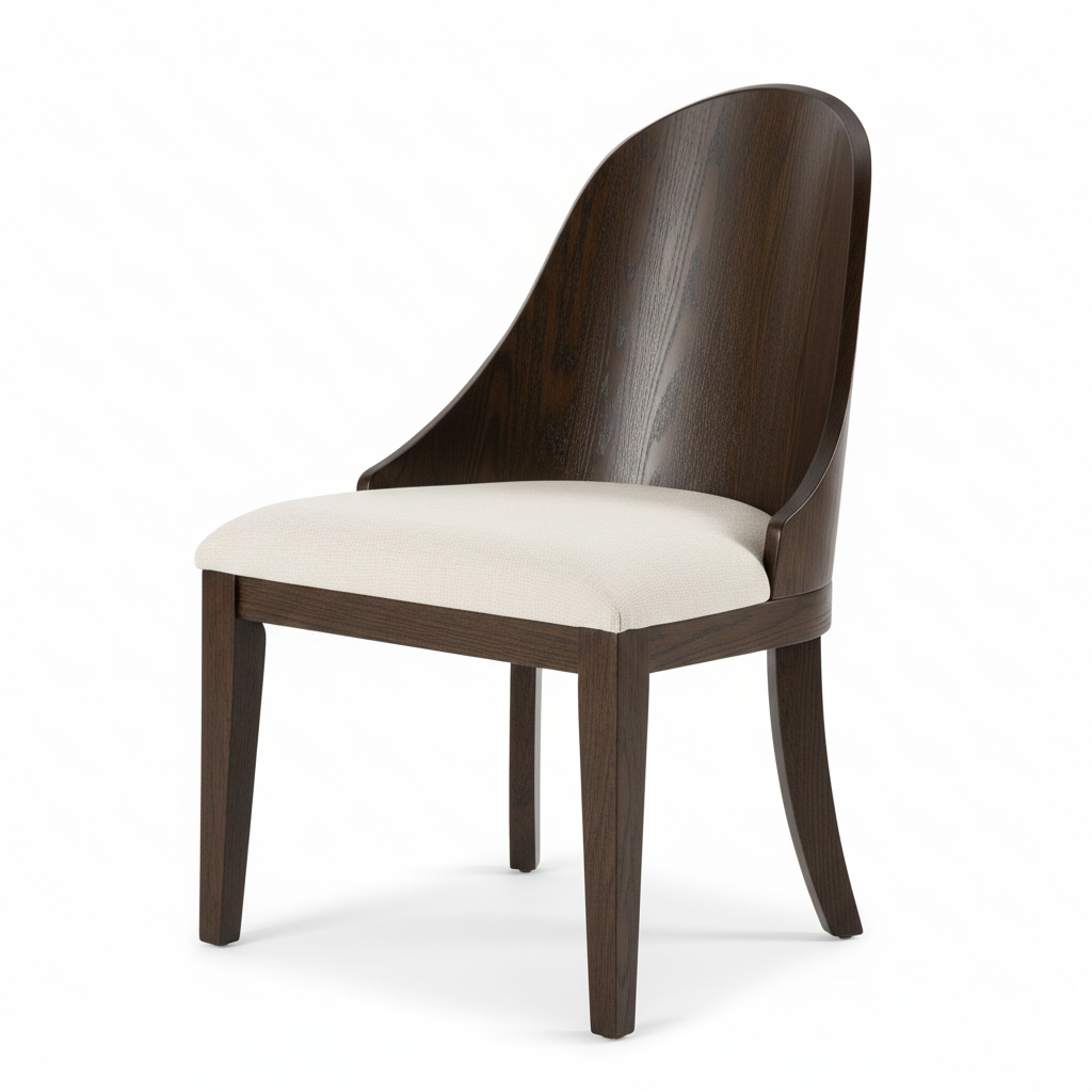 Halvar Dining Side Chair – Dark Walnut with Off-White Upholstery (Set of 2)