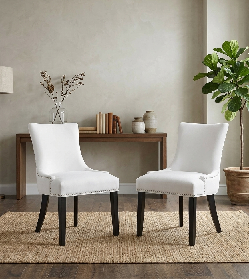 Drape Tufted Vinyl Dining Chair - White Denmark Home