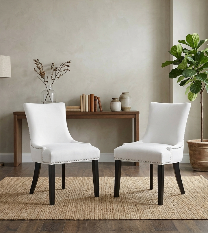 Drape Tufted Vinyl Dining Chair - White Denmark Home