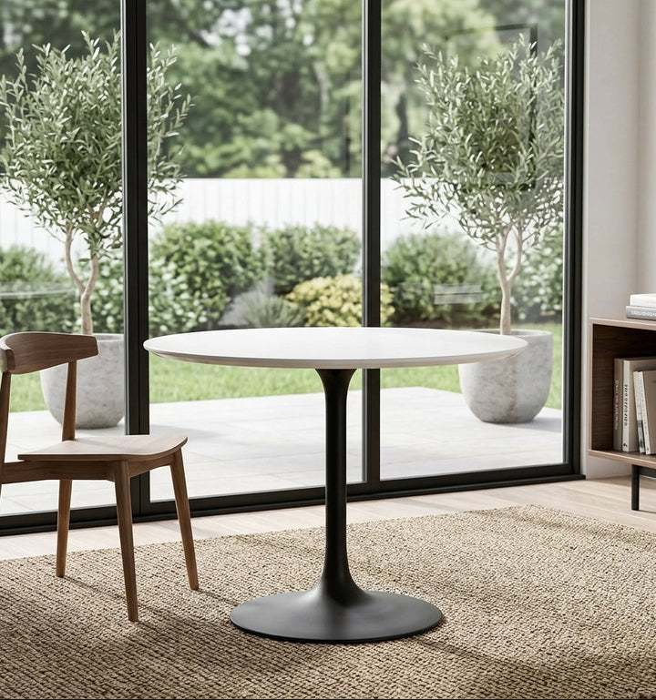 Novara Round Dining Table 36" - Black White Denmark Home