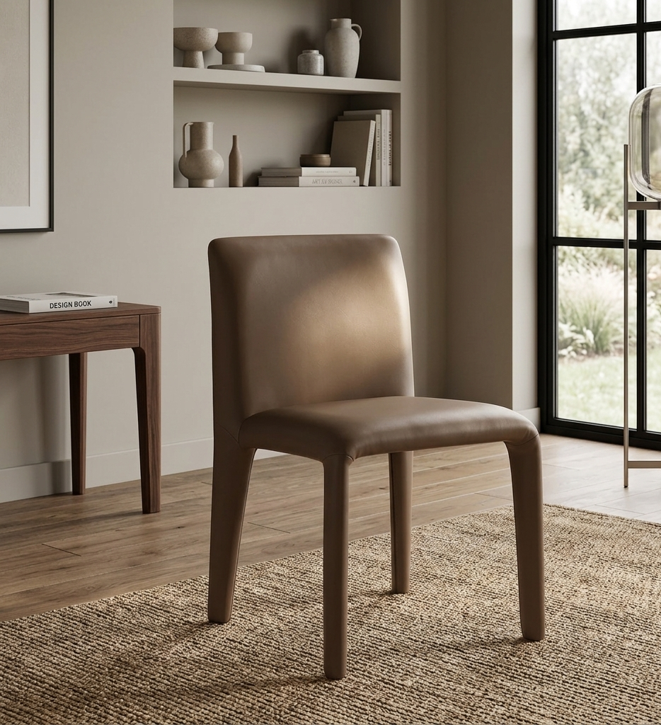 Svep Faux Leather Dining Chair - Mushroom Brown Denmark Home