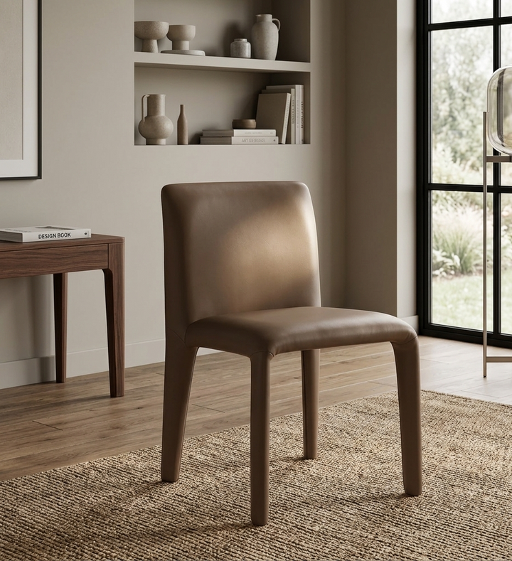 Svep Faux Leather Dining Chair - Mushroom Brown Denmark Home