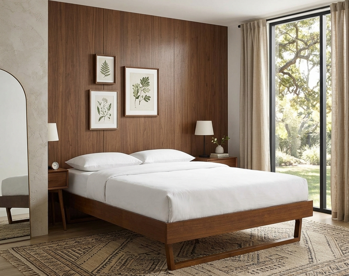Lovisa Twin Platform Bed - Walnut Denmark Home