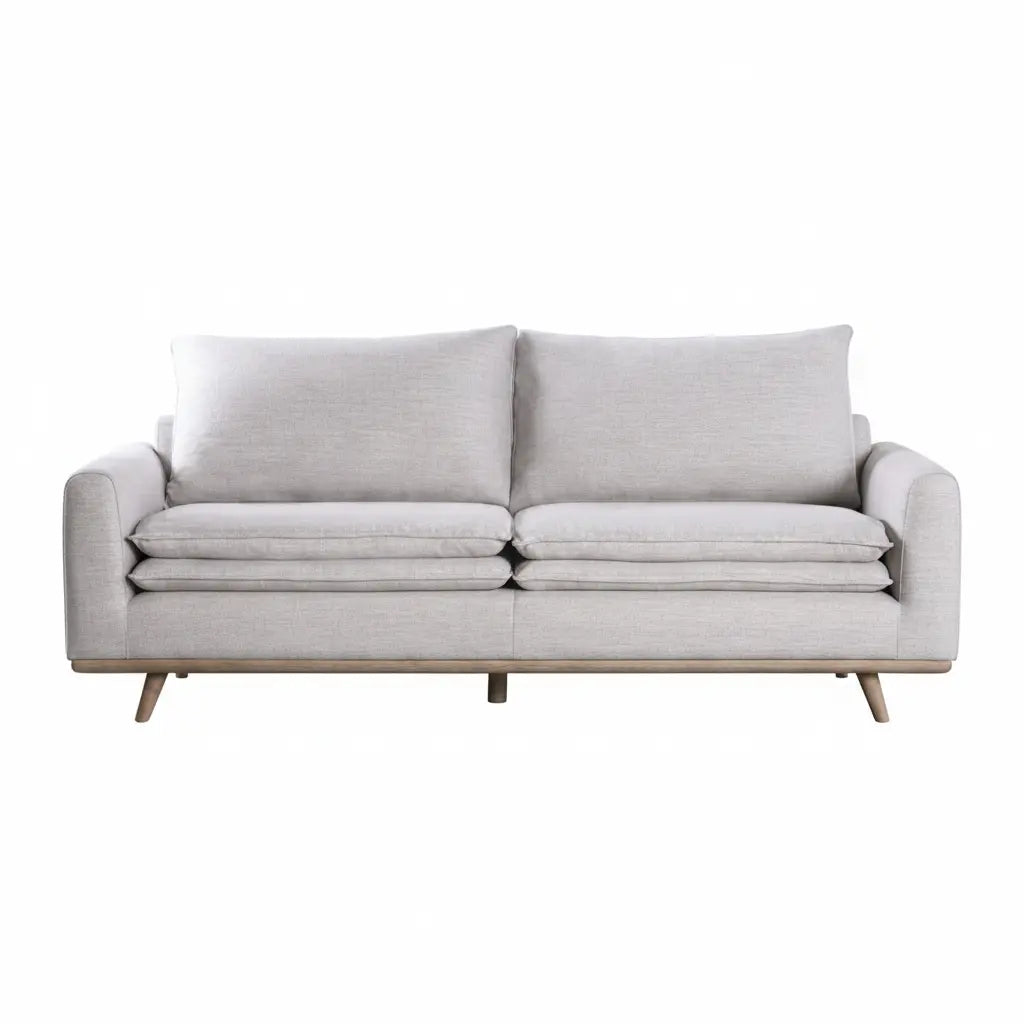 Liva Sofa – Dark Brown Frame with Linen White Cushions Denmark Home