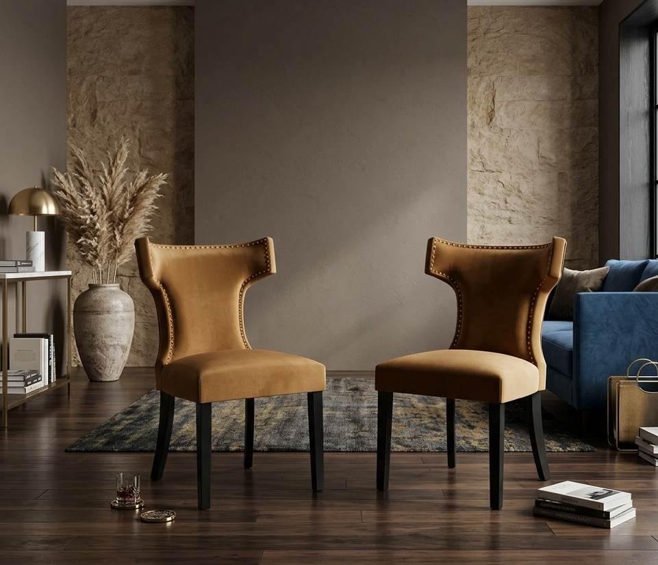 Zahn Velvet Dining Chair Set - Cognac Denmark Home
