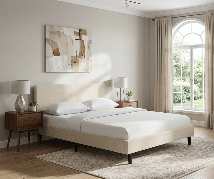 Sena Full Platform Bed - Beige Denmark Home