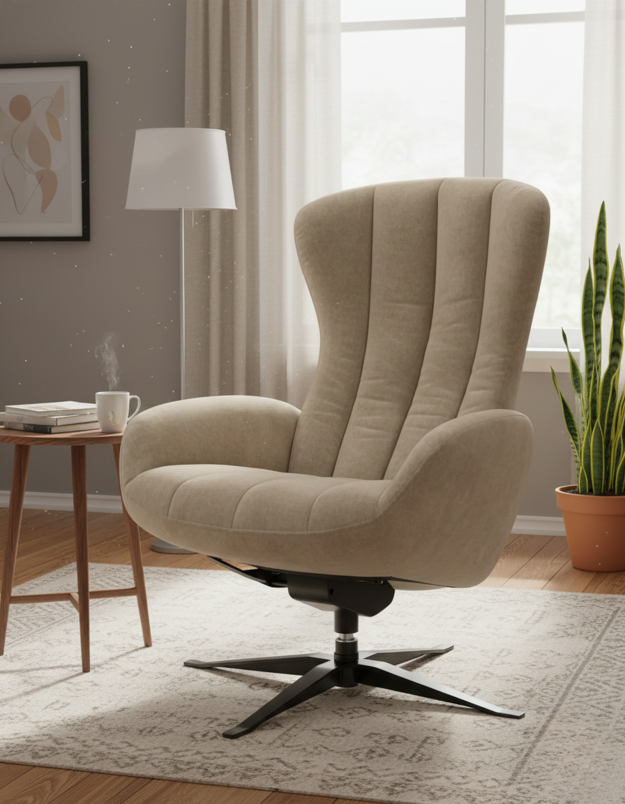 Tilburg Reclining Lounge Chair with Swivel Function by Frans Schrofer