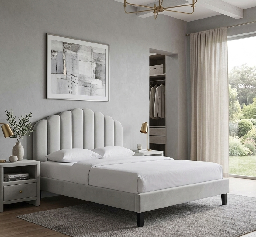 Elise Full Platform Bed - Light Gray Denmark Home