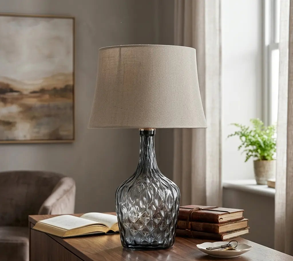 Lyra Table Lamp – Gray Hand-Blown Glass Denmark Home