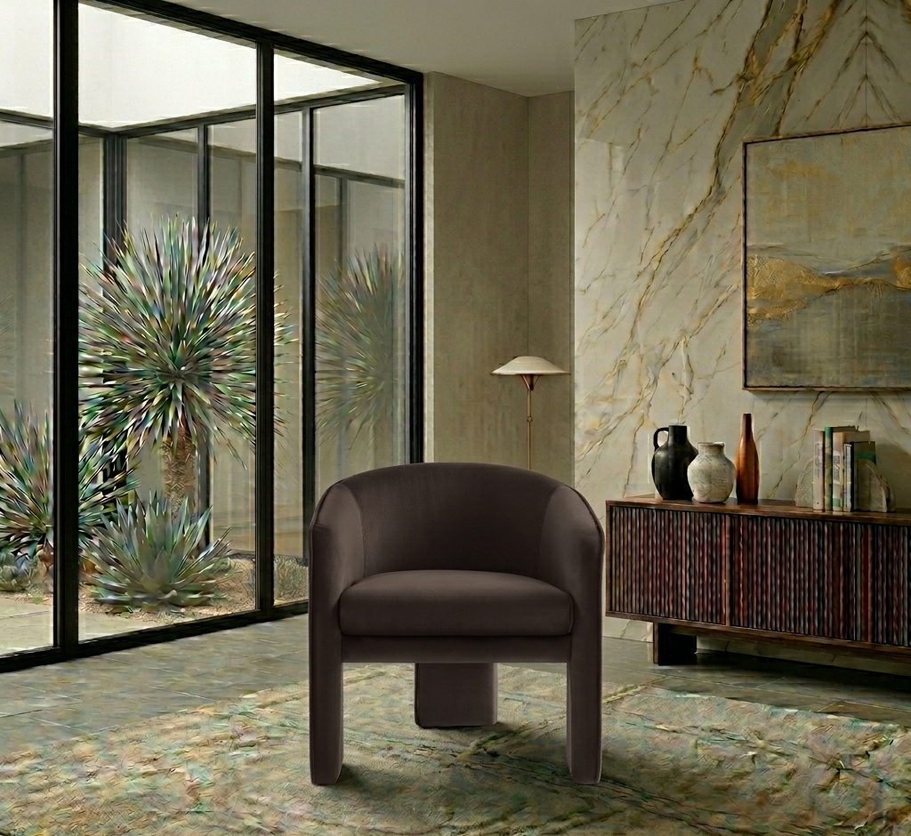 Vetmun Performance Velvet Accent Chair-Chocolate brown Denmark Home