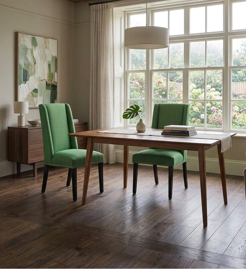 Mythos Upholstered Dining Side Chair - Green Denmark Home