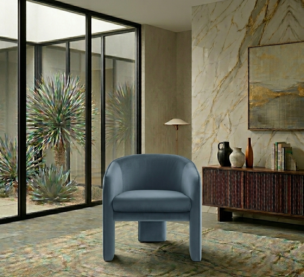 Vetmun Performance Velvet Accent Chair-Cadet Blue Denmark Home