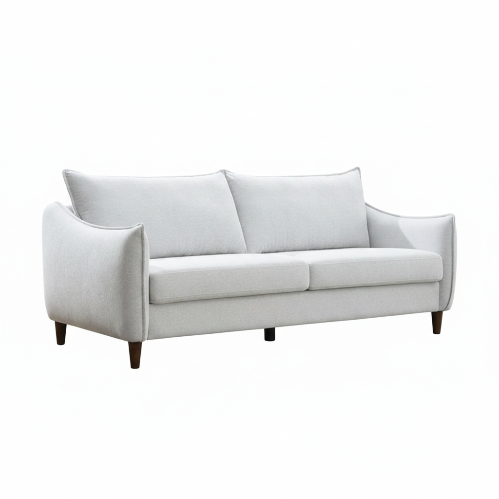 Elinor Sofa – Light Gray Chenille with Slim Slope Arms
