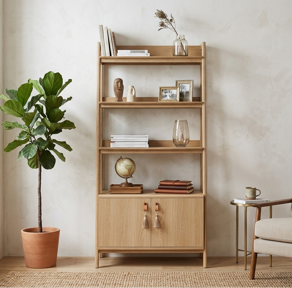 Teak Tiered Bookcase - Oak Denmark Home
