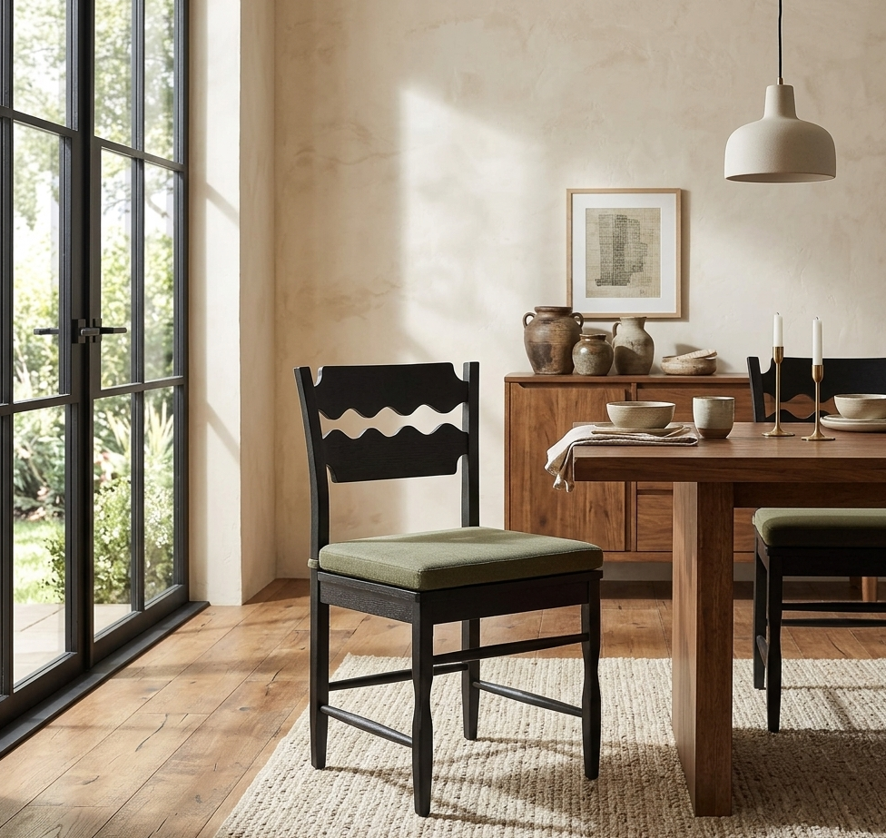Kne Solid Oak Dining Chair - Black Sage Denmark Home