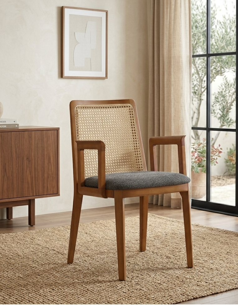 Briaré Dining Armchair - Honey Natural Gray Denmark Home
