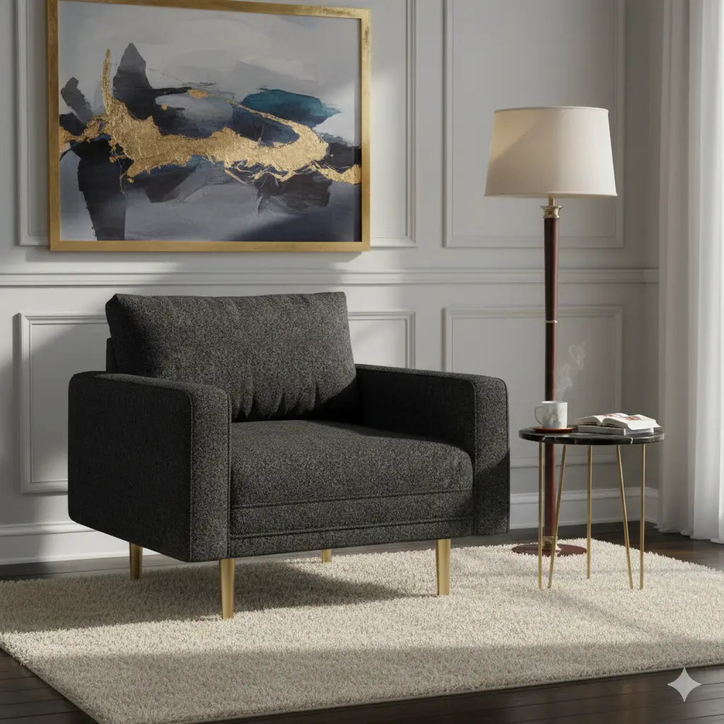 Solvalla Accent Chair – Black Bouclé Denmark Home