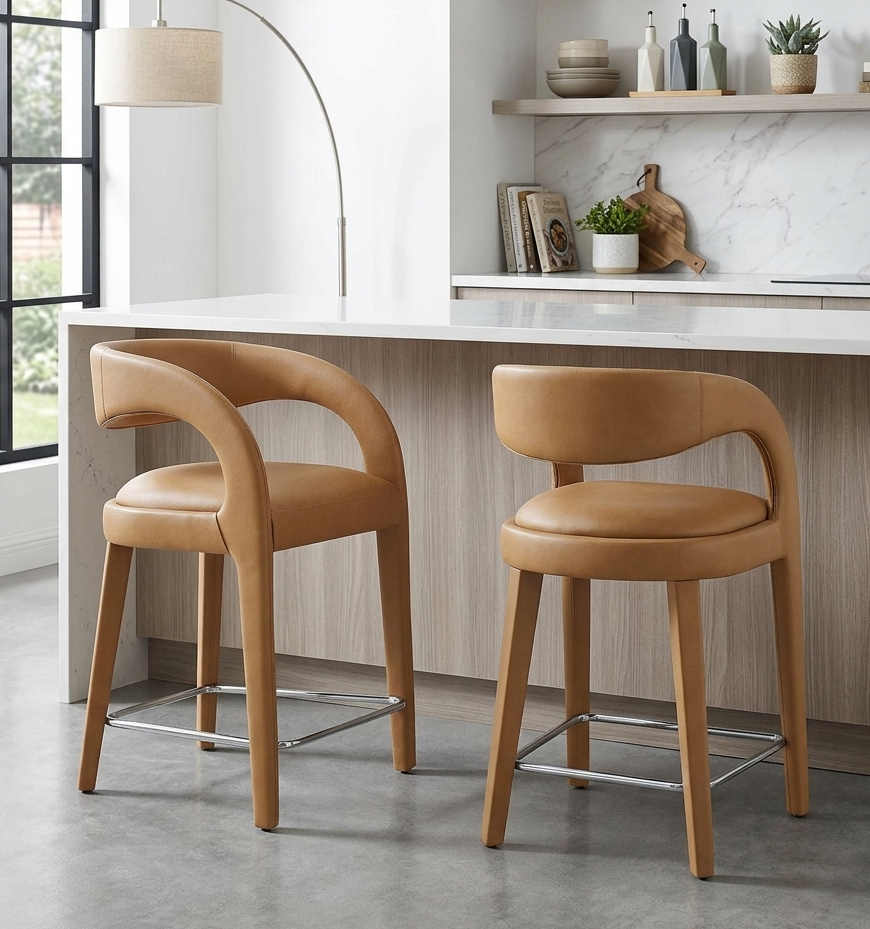 Flat Counter Stool Set - Tan Silver Denmark Home