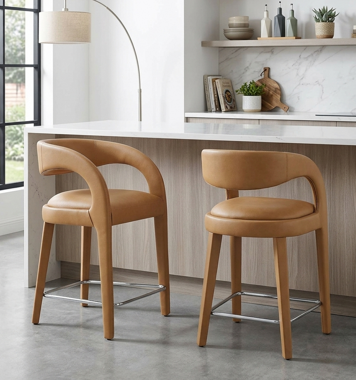 Flat Counter Stool Set - Tan Silver Denmark Home