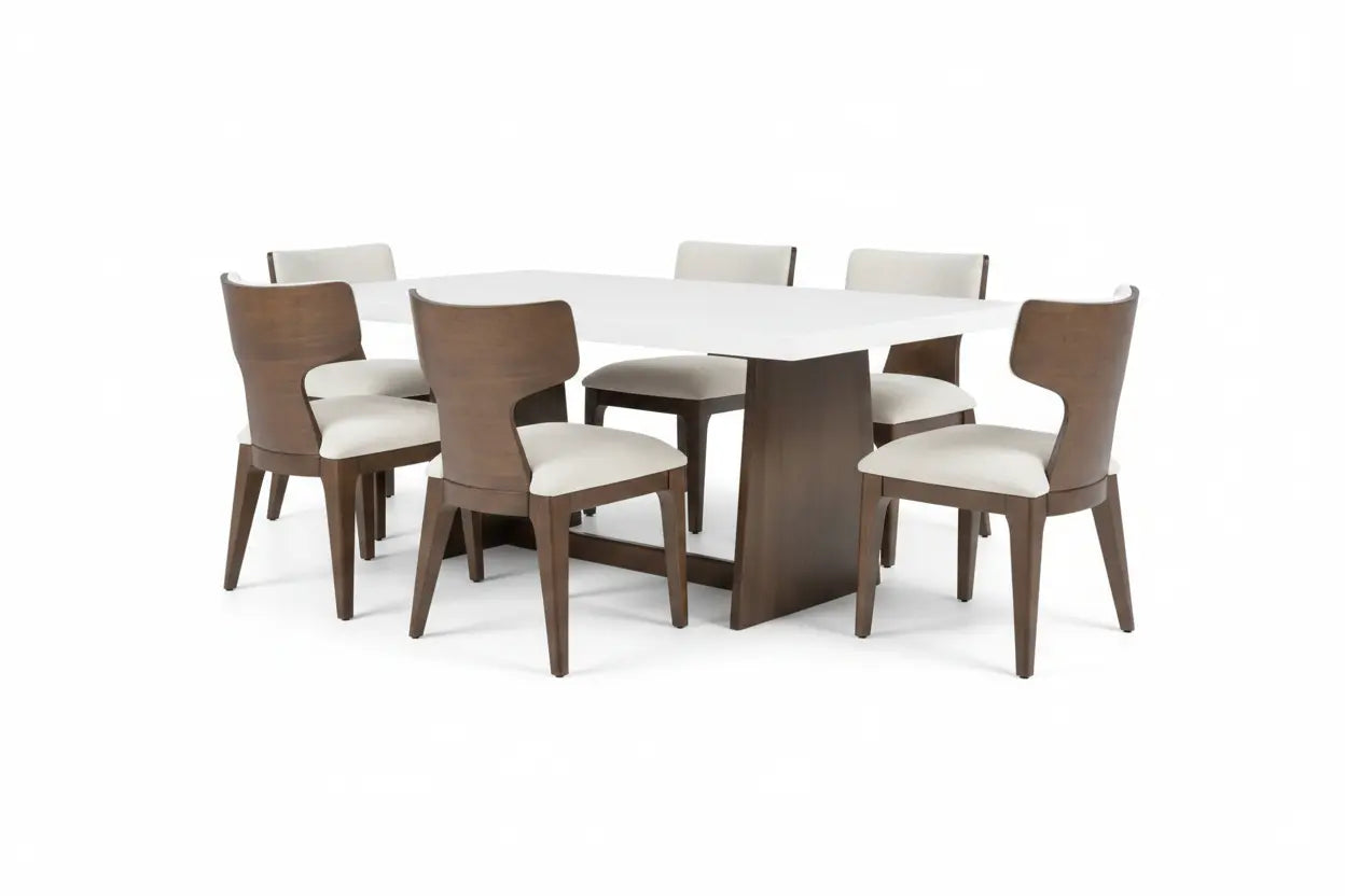 Ulrik Dining Table – Genuine Marble Top, Brown Finish Denmark Home