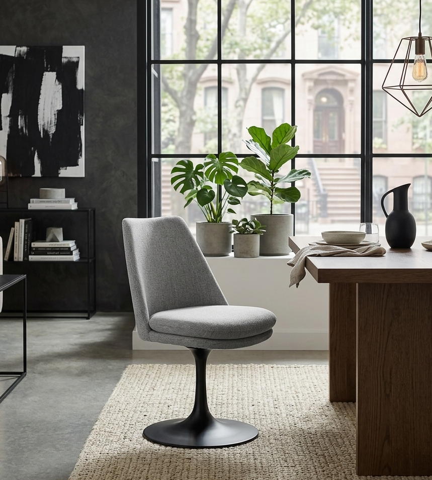 Nuvora Swivel Dining Side Chair - Black Light Gray Denmark Home