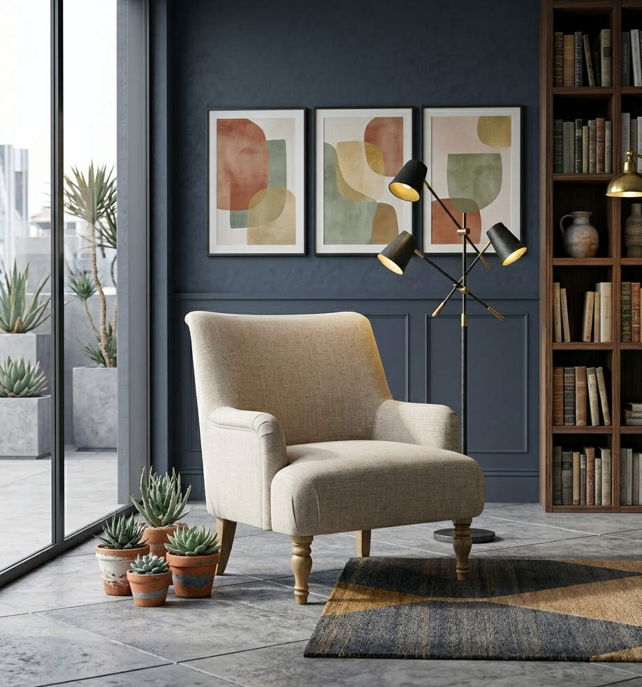 Prime Slub Weave Accent Armchair – Linen Denmark Home