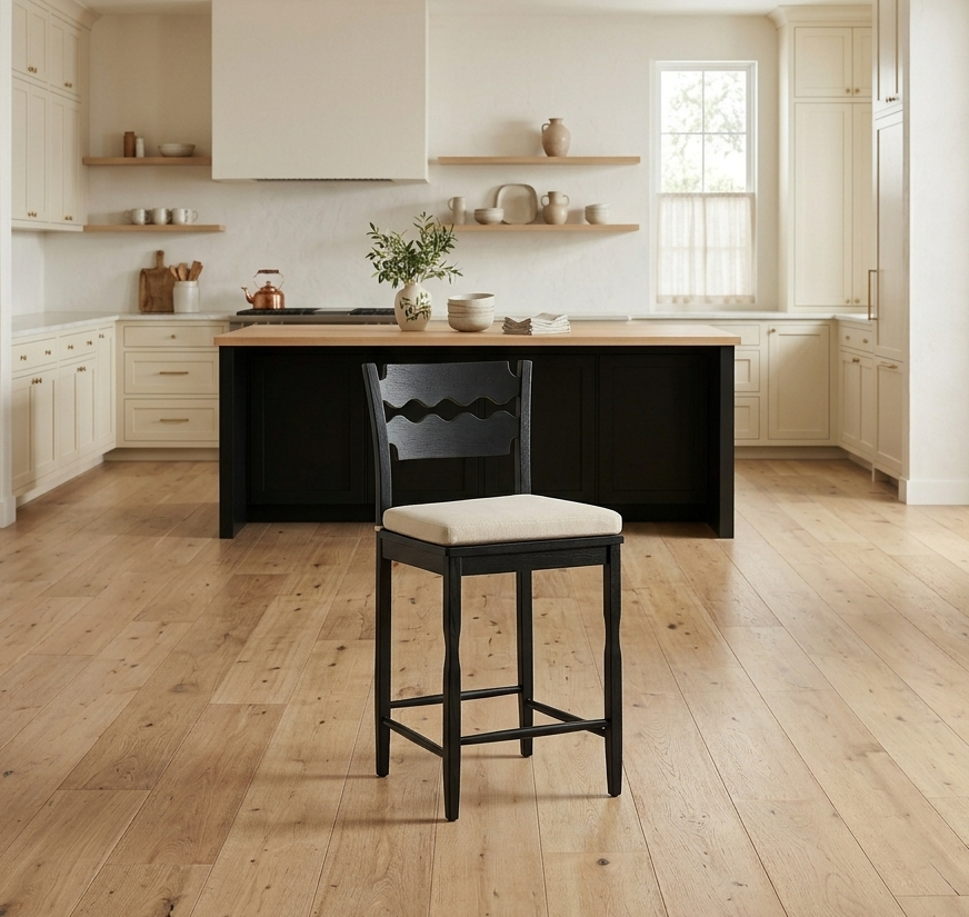 Kne Counter Stool - Black Linen Denmark Home