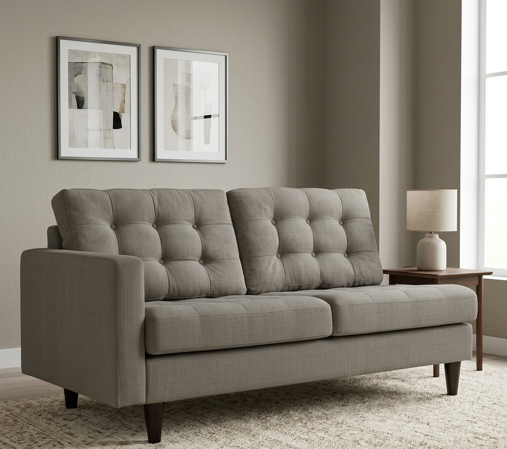 Oura Tufted Fabric Left-Facing Loveseat - Granite