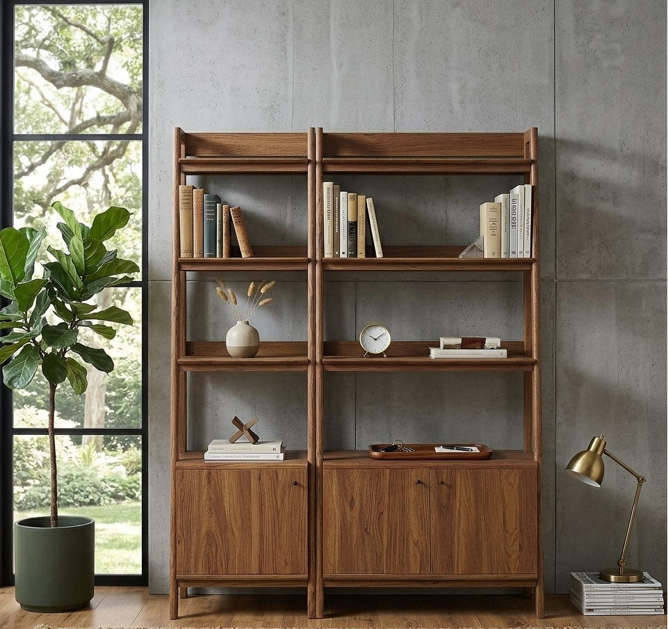 Teak Tiered Bookcase - Walnut Denmark Home