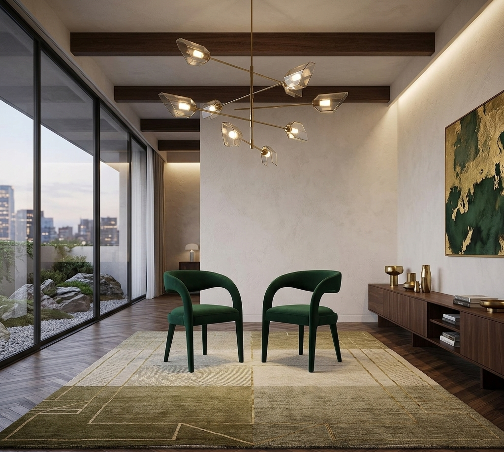 Flat Performance Velvet Dining Chairs - Green Denmark Home