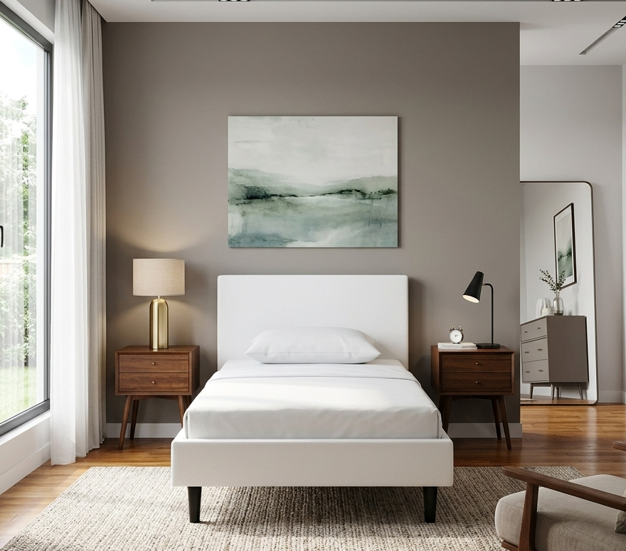 Sena Twin Platform Bed - White Denmark Home