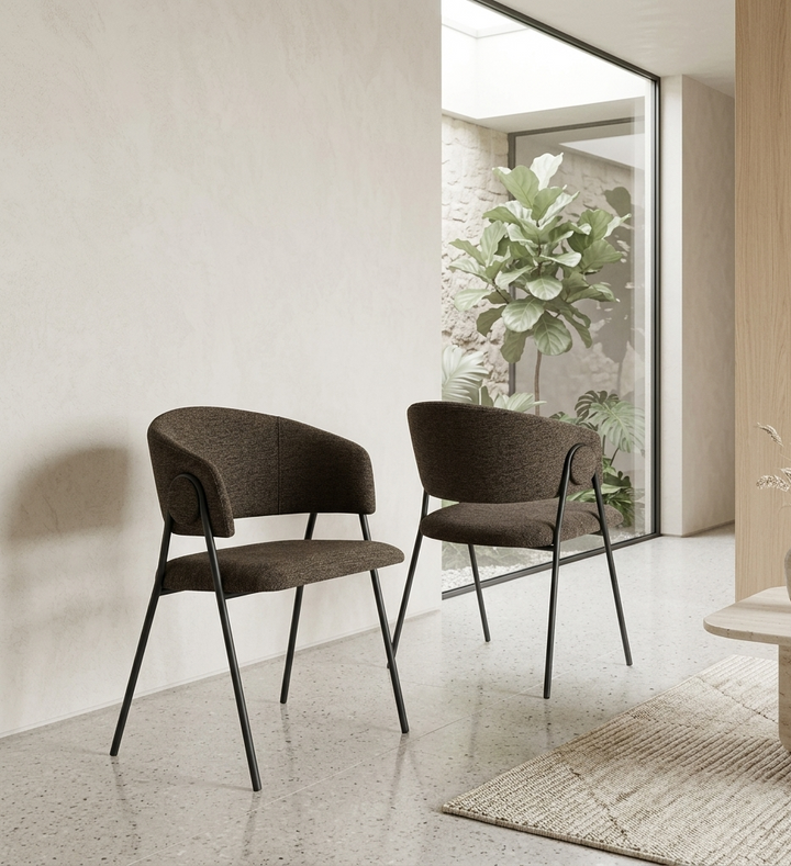 Syl Chenille Dining Chair Set - Java Black Denmark Home
