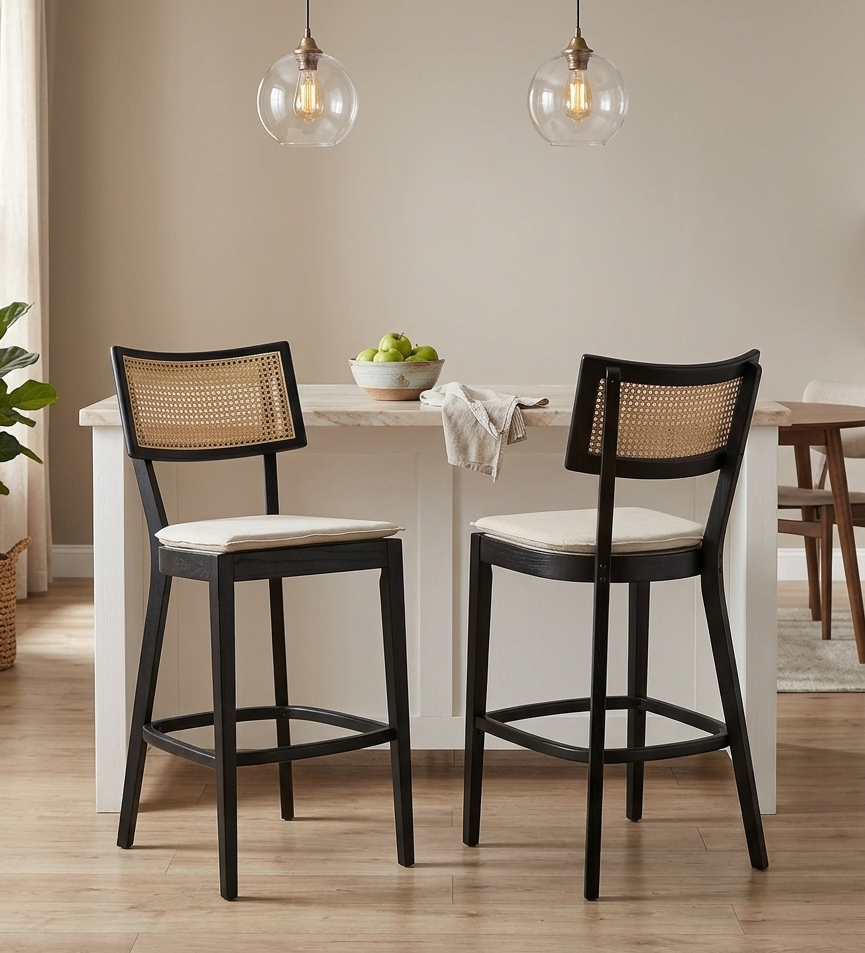 Fernholt Bar Stool Set - Black Beige Denmark Home