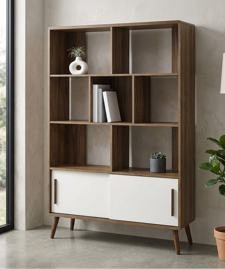 Koru Open Display Bookcase - Walnut Linen Denmark Home