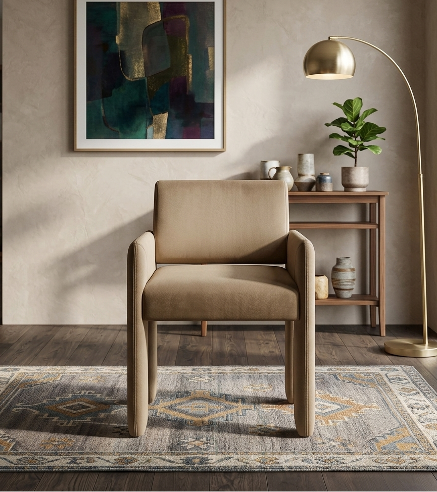Flik Velvet Dining Armchair - Taupe Denmark Home