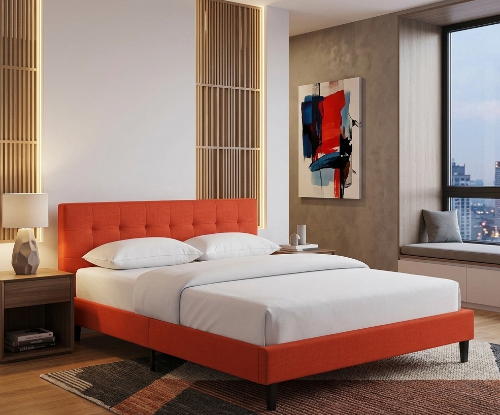 Elsbrook Upholstered Platform Bed - Red Denmark Home