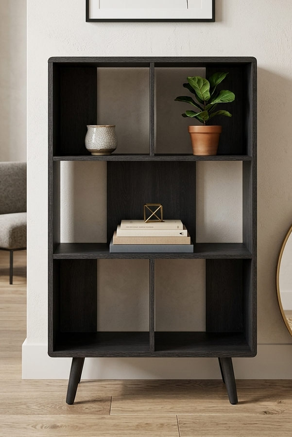 Koru 3 Tier Open Bookcase - Charcoal Denmark Home