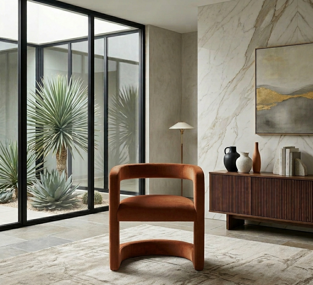 Vigo Velvet Accent Chair-Rust Denmark Home