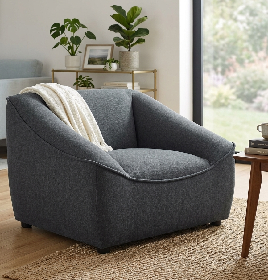 Cube Upholstered Armchair - Charcoal Denmark Home