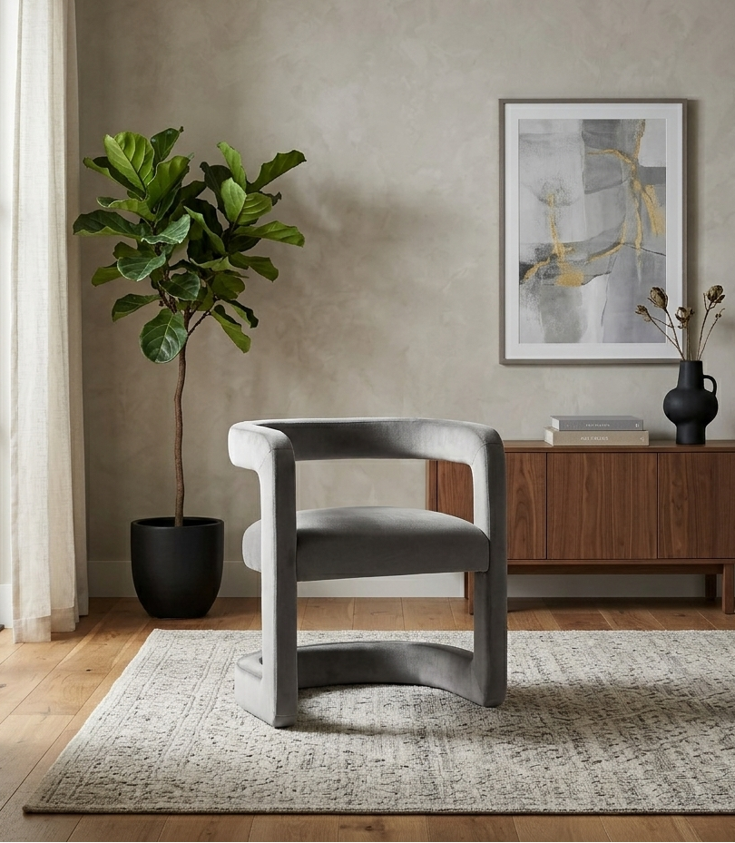 Vigo Velvet Barrel Dining Chair - Storm Gray Denmark Home