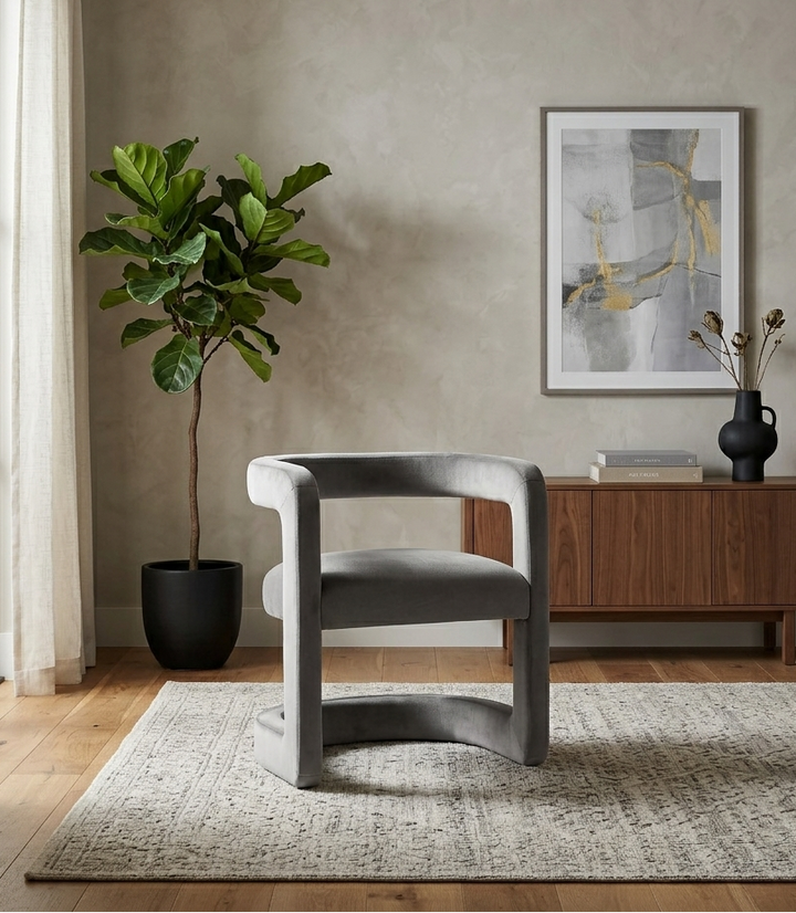 Vigo Velvet Barrel Dining Chair - Storm Gray Denmark Home