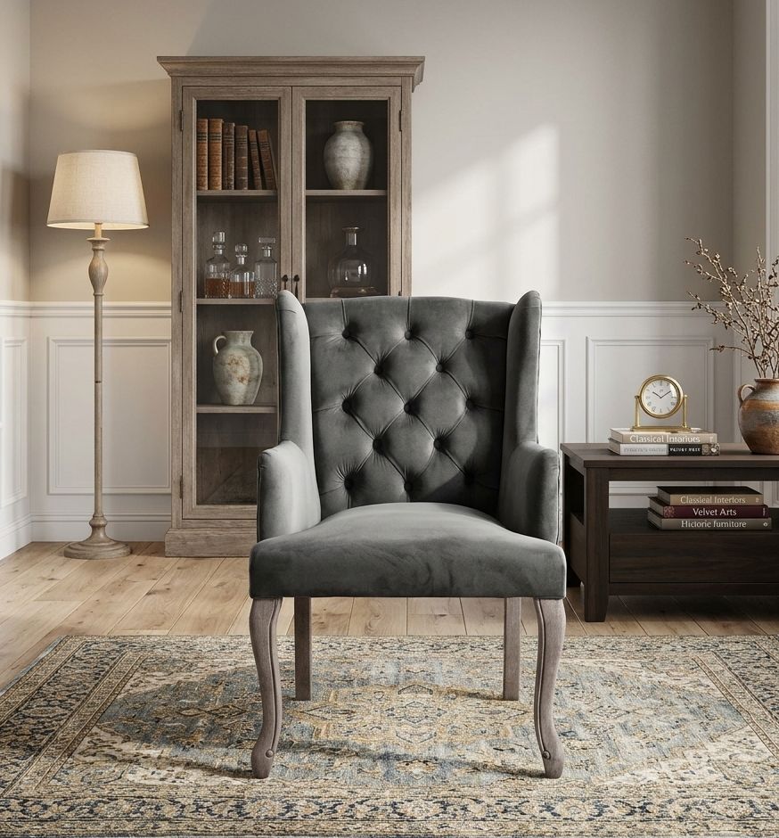 Montclair Tufted Dining Armchair - Gray Denmark Home