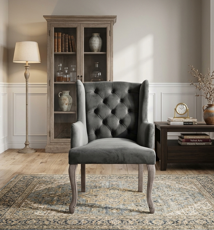 Montclair Tufted Dining Armchair - Gray Denmark Home