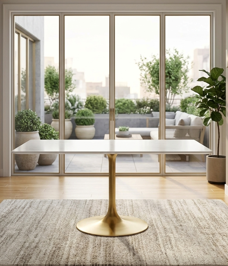 Novara Rectangular Dining Table  - Gold White Denmark Home