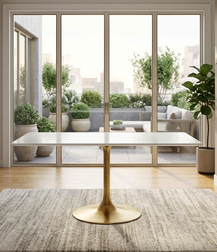 Novara Rectangular Dining Table  - Gold White Denmark Home