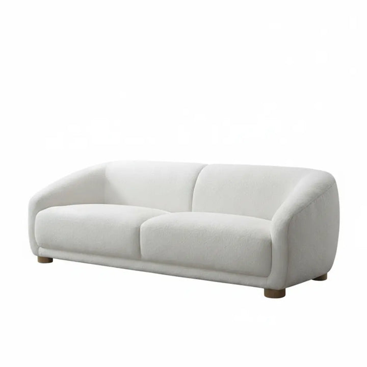 Arcen Sofa – White Boucle with Round Wooden Legs Denmark Home
