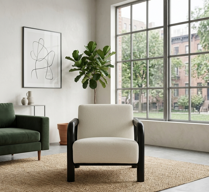Luft Boucle Accent Chair-Cream Black Denmark Home