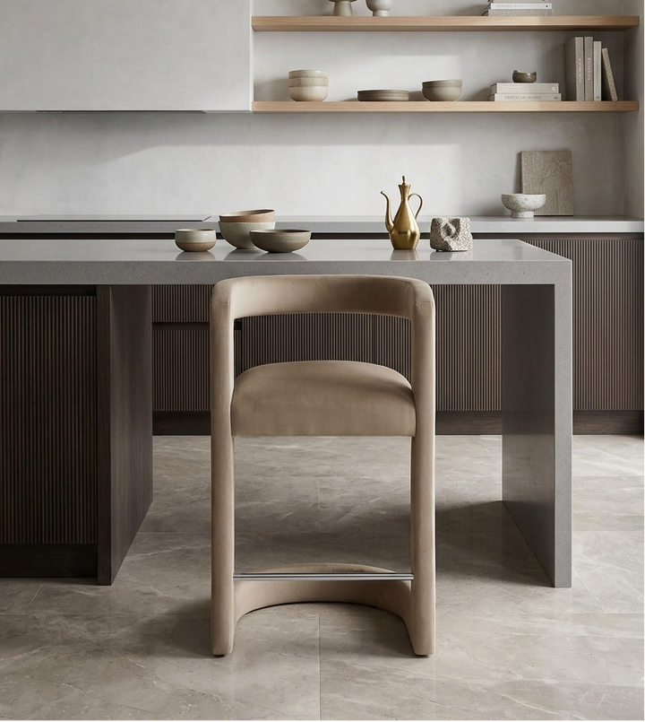 Vigo Velvet Counter Stool - Taupe Denmark Home